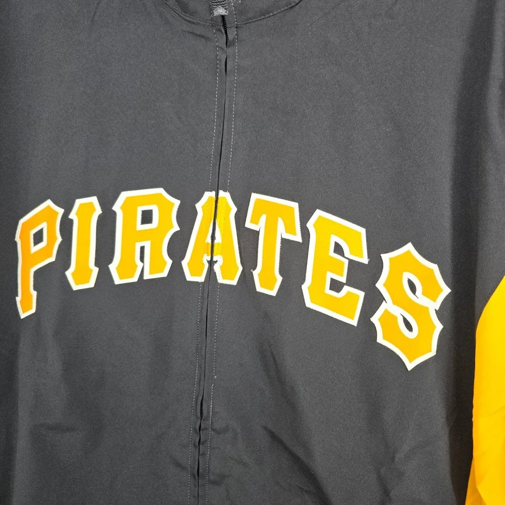 Majestic Pittsburgh Pirates MLB Baseball Jacket Therma‎ Base Mens 2XL Black Gold